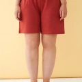 Moda Kadın Kiremit Rengi Rahat Kalıp Cepli Şort