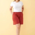 Moda Kadın Kiremit Rengi Rahat Kalıp Cepli Şort