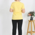 Moda Kadın Kısa Kol Pamuk Penye Pijama Takım Sarı