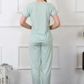 Moda Kadın Kısa Kol Pijama Takım Su Yeşili