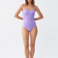 Moda Kadın Lila Minimal Askılı Tek Parça Mayo