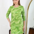 Moda Kadın Micro Kumaş Mini Parlak Elbise Yeşil