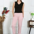 Moda Kadın Pamuk Penye Cepli Tek Alt Pijama Pudra