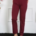 Moda Kadın Pamuk Penye Tek Alt Pijama Bordo
