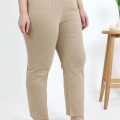 Moda Kadın Pamuklu Büyük Beden Alt Pijama Bej