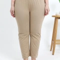 Moda Kadın Pamuklu Büyük Beden Alt Pijama Bej