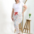 Moda Kadın Pamuklu Büyük Beden Alt Pijama Ekru