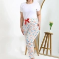 Moda Kadın Pamuklu Büyük Beden Alt Pijama Ekru