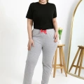 Moda Kadın Pamuklu Büyük Beden Alt Pijama Gri