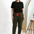 Moda Kadın Pamuklu Büyük Beden Alt Pijama Haki