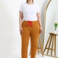Moda Kadın Pamuklu Büyük Beden Alt Pijama Hardal