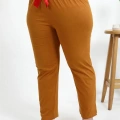 Moda Kadın Pamuklu Büyük Beden Alt Pijama Hardal