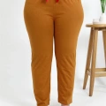 Moda Kadın Pamuklu Büyük Beden Alt Pijama Hardal