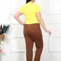 Moda Kadın Pamuklu Büyük Beden Alt Pijama Kahve