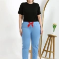 Moda Kadın Pamuklu Büyük Beden Alt Pijama Mavi