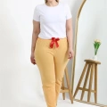 Moda Kadın Pamuklu Büyük Beden Alt Pijama Sarı