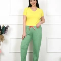 Moda Kadın Pamuklu Büyük Beden Alt Pijama Yeşil