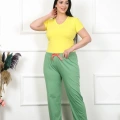 Moda Kadın Pamuklu Büyük Beden Alt Pijama Yeşil
