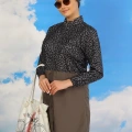 Moda Kadın Pantolonlu Desenli Tam Tesettür Mayo Füme