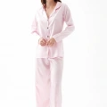 Moda Kadın Pembe Oversize Saten Pijama Takımı – Rahat Kesim Şık Ev Giyim Seti