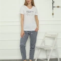 Moda Kadın Penye Pijama Takım Beyaz