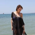 Moda Kadın Püsküllü Tunik Pareo Plaj Elbisesi Siyah