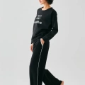 Moda Kadın Siyah Kova Burcu Oversize 2 İplik Eşofman Ev Giyim Takımı