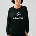 Moda Kadın Siyah Kova Burcu Oversize 2 İplik Eşofman Ev Giyim Takımı