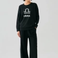 Moda Kadın Siyah Terazi Burcu Oversize 2 İplik Eşofman Ev Giyim Takımı