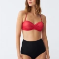 Moda Kadın Straplez Kırmızı Yüksek Bel Bikini Takımı
