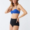 Moda Kadın Straplez Mavi Yüksek Bel Bikini Takımı