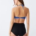 Moda Kadın Straplez Mavi Yüksek Bel Bikini Takımı