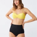 Moda Kadın Straplez Sarı Yüksek Bel Bikini Takımı
