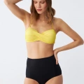 Moda Kadın Straplez Sarı Yüksek Bel Bikini Takımı