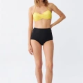 Moda Kadın Straplez Sarı Yüksek Bel Bikini Takımı