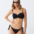 Moda Kadın Straplez Siyah Bikini Takımı
