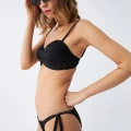 Moda Kadın Straplez Siyah Bikini Takımı