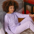 Moda Kadın Uzun Kol Penye Pijama Takım Lila