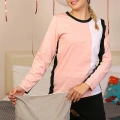 Moda Kadın Uzun Kol Penye Pijama Takım Somon