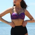 Moda Kadın Yüksel Bel Straplez Mor Bikini
