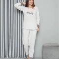 Moda Polar Kadın Pijama Takımı Ekru