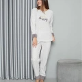 Moda Polar Kadın Pijama Takımı Ekru