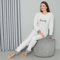 Moda Polar Kadın Pijama Takımı Ekru