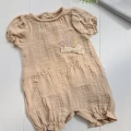 Müslin Kumaş Çiçek Nakışlı Pamuklu Kız Bebek Tulum