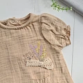 Müslin Kumaş Çiçek Nakışlı Pamuklu Kız Bebek Tulum