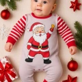 Noel Baba Detaylı Bebek Tulum % 100 Pamuk