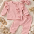 Pembe Fırfırlı 3’lü Kız Bebek Takımı