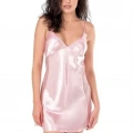 Pembe Kısa Saten Gecelik 8105