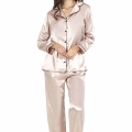 Pudra İkili Saten Gecelik Pijama Takımı 7647