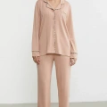 Sementa 76444 Düz Renk Gömlek Model Pijama Takım